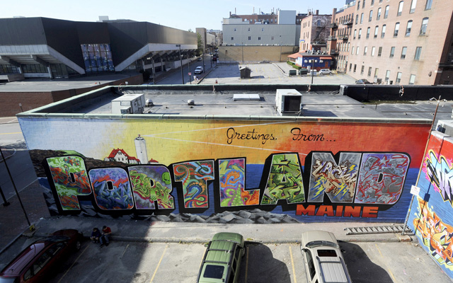 A just-completed mural on the side of the Asylum nightclub in Portland was painted by eight graffiti artists who donated their time and some of their own materials. The club also hosted a fundraiser to help pay for supplies, which cost $1,500 to $2,000.