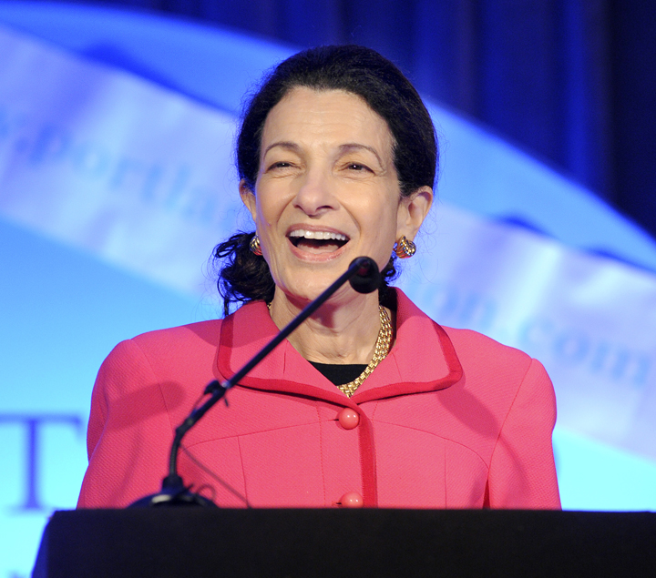 Maine Sen. Olympia Snowe speaks at the Portland Regional Chamber’s Eggs & Issues event at the Holiday Inn by the Bay in Portland on Friday.