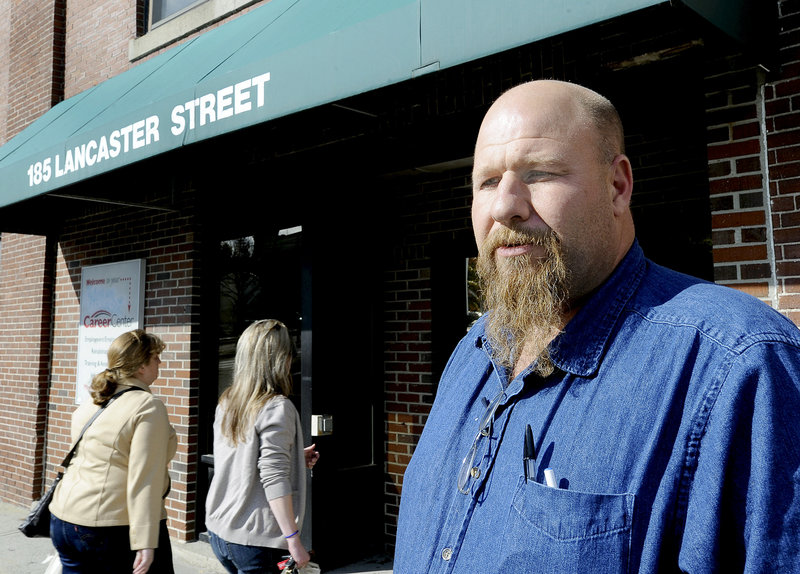 Ron Hoeflick of Windham, shown at the Career Center in Portland, lost his job as a truck driver and now is exploring other prospects, such as diesel mechanics.