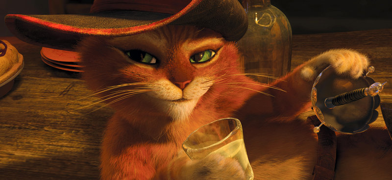 Puss in Boots, voiced by Antonio Banderas, is shown in a scene from "Puss in Boots."