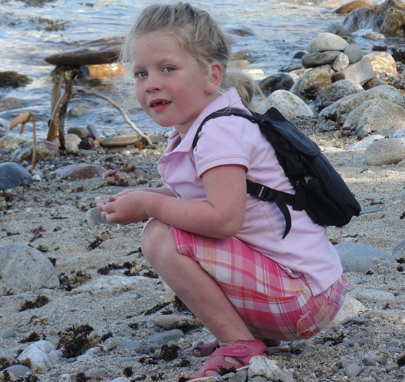 Ava LaBarge of Bridgton wears the backpack she must have at all times because it delivers a constant supply of medication to her heart. Ava, 5, has also had several surgeries.