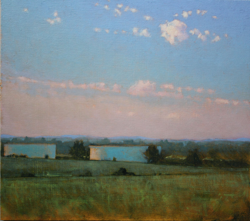 Glenn Renell’s “Tank Shadow,” oil on panel.