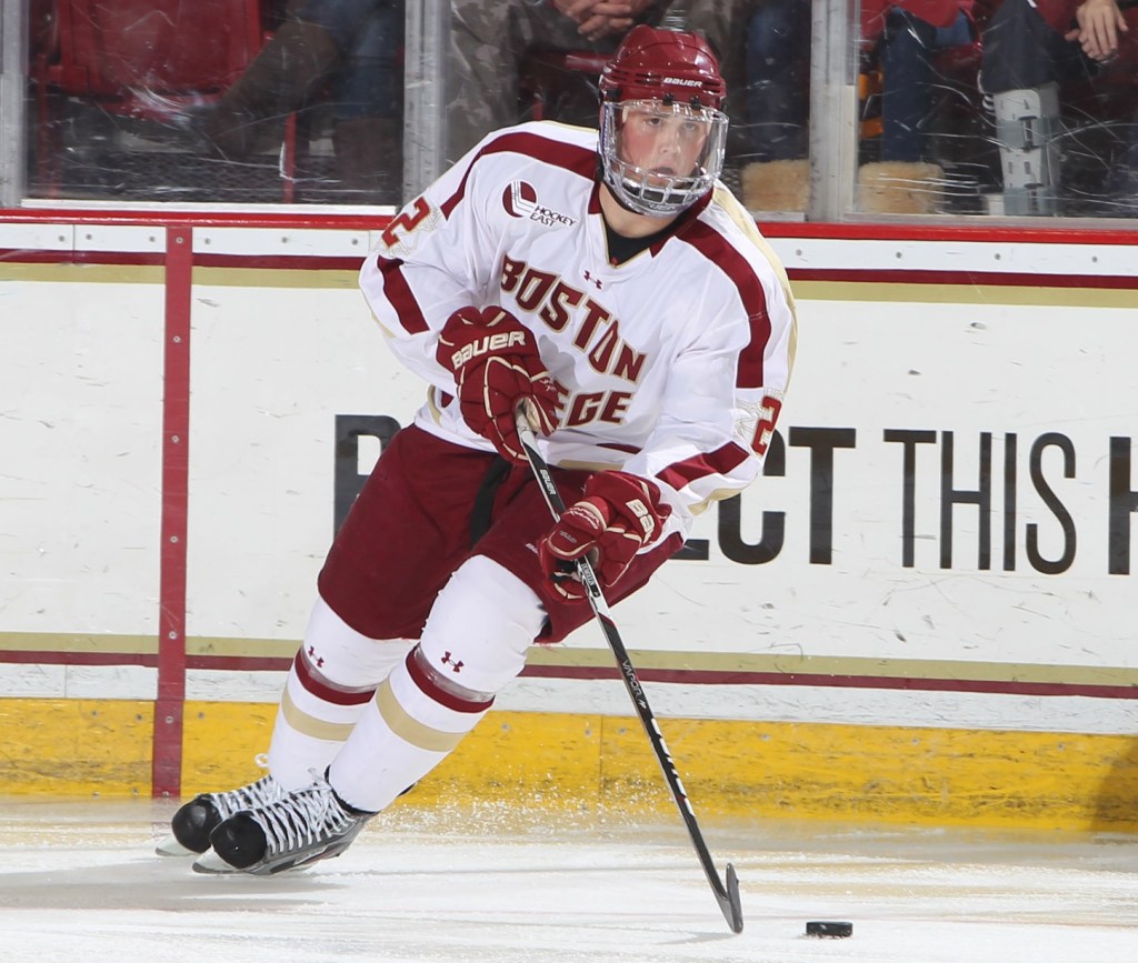 Brian Dumoulin, an All-America defenseman, could have turned pro after his sophomore season at Boston College but decided to stay for at least one more season.
