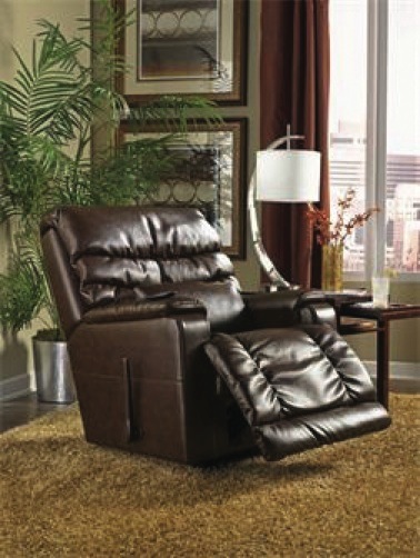 This chair from La-Z-Boy, with its size and side lever, sports a more traditional recliner look. But even it has something new: Shiatsu massage.