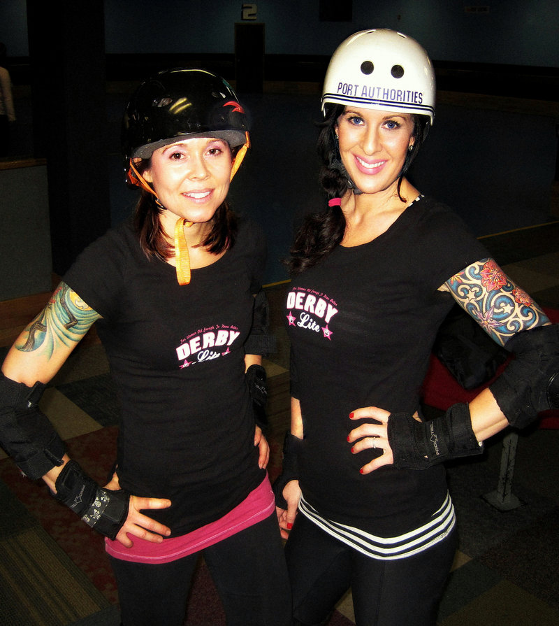 Retired Maine Roller Derby players Diane Kibbin (aka Vexacious D) and Lisa Basset (aka Olive Spankins) bring a new form of exercise to Portland starting Sunday called Derby Lite.