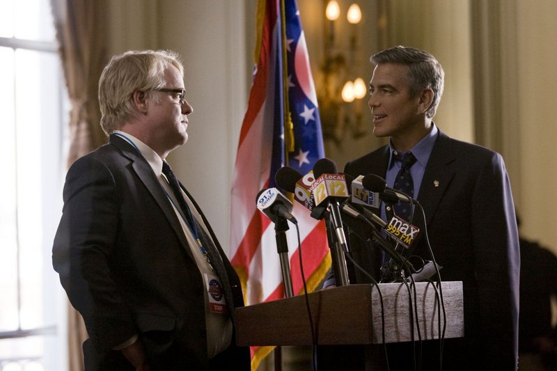 Philip Seymour Hoffman, left, and George Clooney in “The Ides of March.”