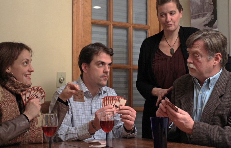 Abigail Killeen (Holly), Rob Cameron (Adam), Moira Driscoll (Arlene) and Tony Reilly (Butch) in Good Theater’s production of “Next Fall.”