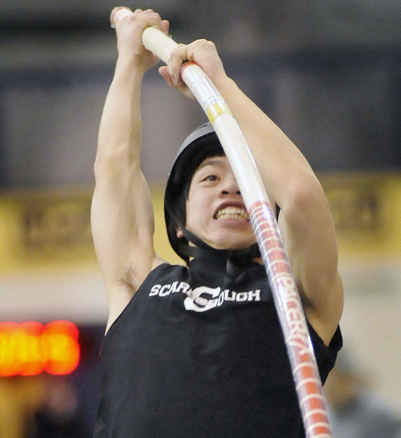 Alec James heads to the top, winning the Class A pole vault in 12 feet, 6 inches, and helping Scarborough win the state title.