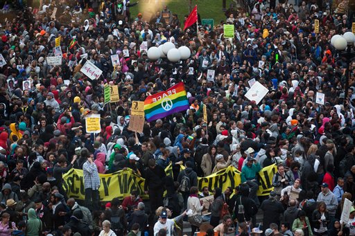 Hundreds of people gather for a rally in New York on Wednesday for Trayvon Martin, the unarmed teenager who was shot dead in Florida by a neighborhood watch captain.