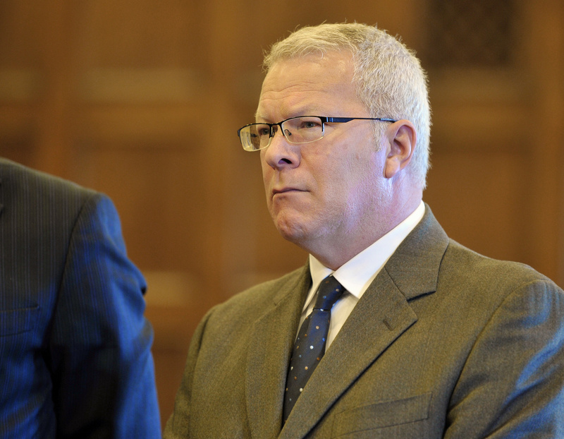 Paul Violette, former director of the Maine Turnpike Authority, listens to his sentence of seven years, with all but 3 1/2 years suspended, in court Friday.