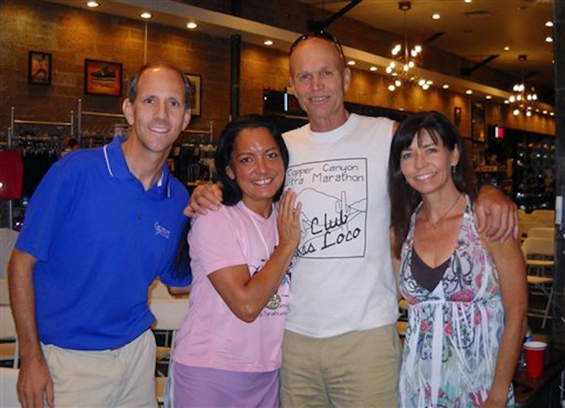 This June 25, 2010 photo provided by Sole Sports Running Zone, shows, from left, Lance Muzslay, Maria Walton, Micah True and Karen Pitre Seymour in Tempe, Ariz. After his shocking death this week, friends remembered True as playful and passionate (AP Photo/Sole Sports Running Zone)