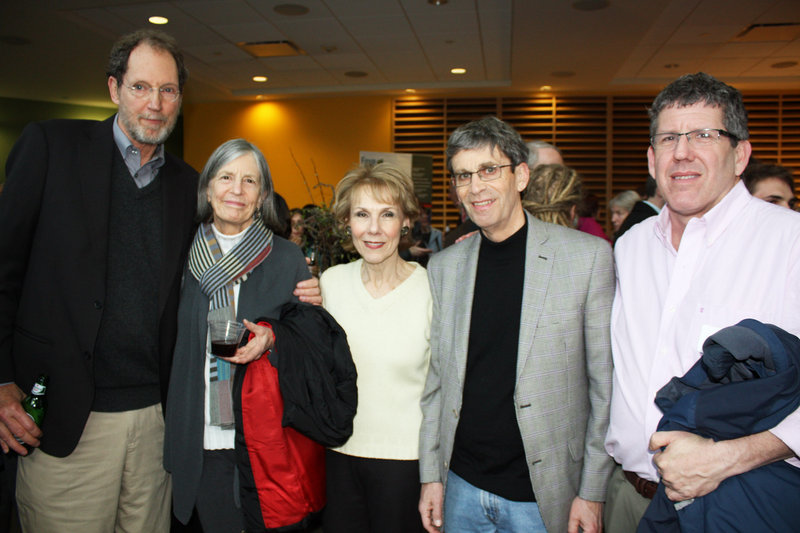 Scott Teas of TFH Architects, artist Alice Spencer, Carole Merrill, executive director of the Portland Society of Architects, Rick Renner of Rick Renner Architects, and Greg Shinberg of Shinberg Consulting.