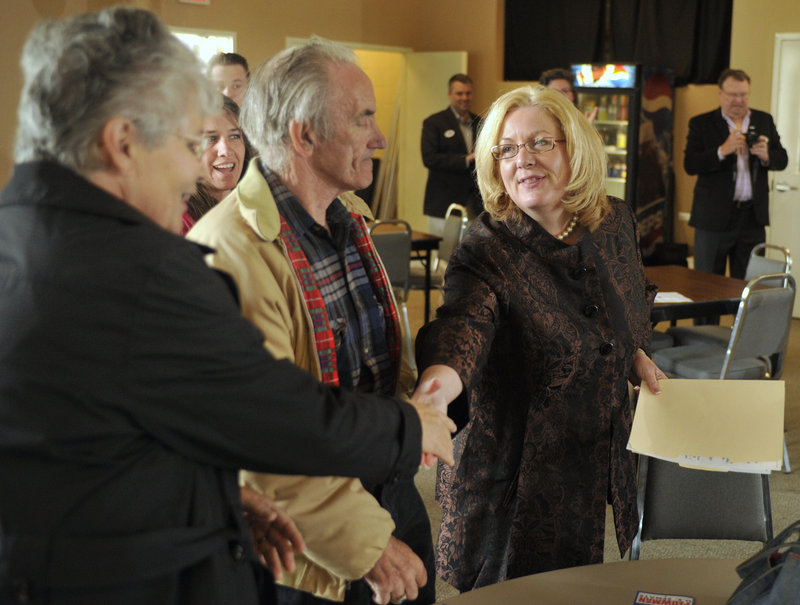 State Sen. Debra Plowman, right, officially kicks off her U.S. Senate campaign April 27 in Lewiston.