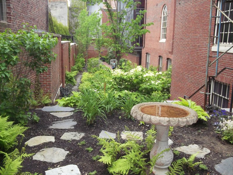 A view of the Longfellow Garden from the Wadsworth-Longfellow House.