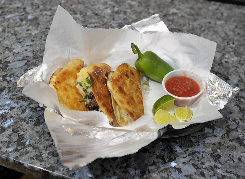 One of the restaurant’s three-taco baskets.