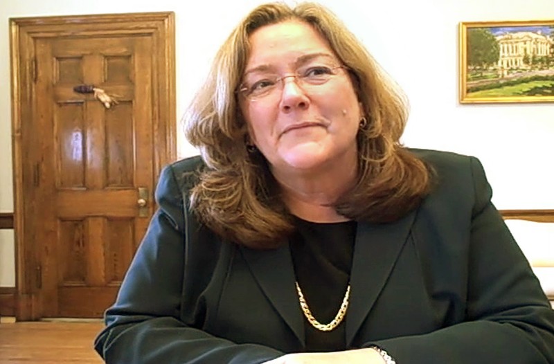 Leigh Saufley, Chief Justice of the Maine Supreme Judicial Court, talks about Title IX. Photo by Glenn Jordan/Staff Writer