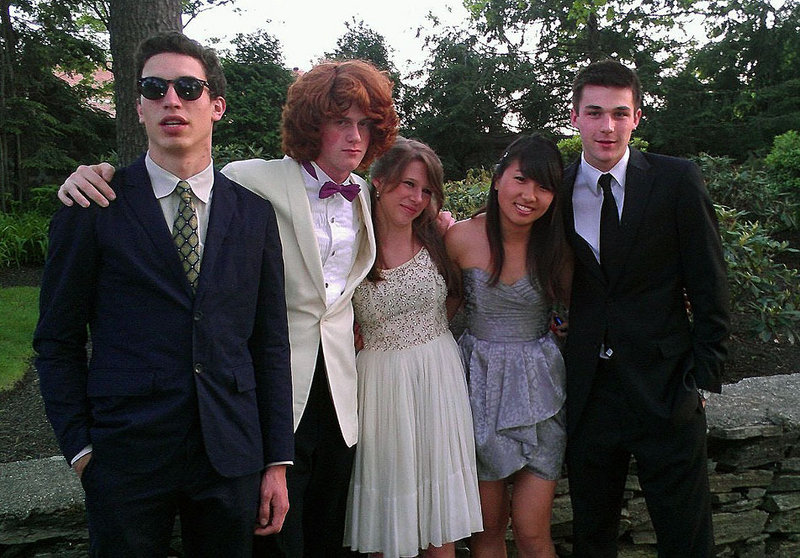 Casco Bay High prom attendees Oliver Holden, Ben Alcorn, Devon Miller, Akari Ishii and Miles Linsmith.