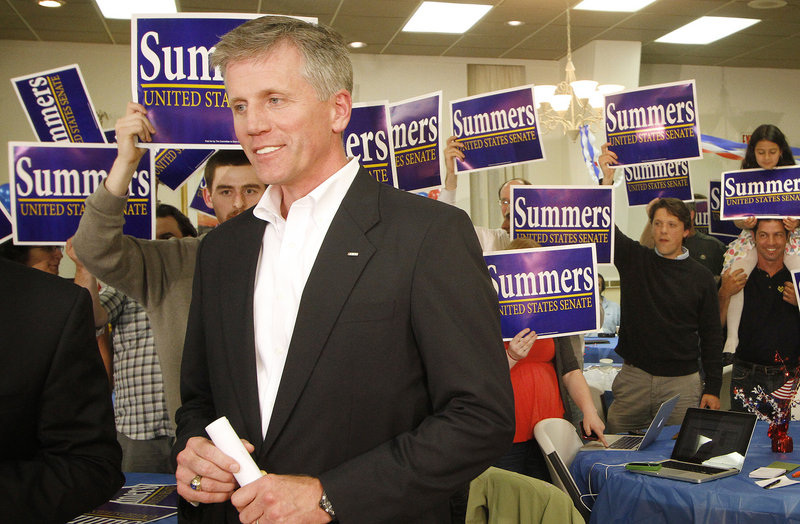 GOP U.S. Senate candidate Charlie Summers talks to members of the media as his supporters gather around him on Tuesday, June 12, the day of the Republican primary election.