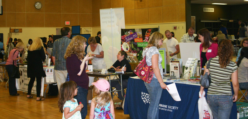 The Vegetarian Food Festival includes dozens of vendors offering information and food samples.