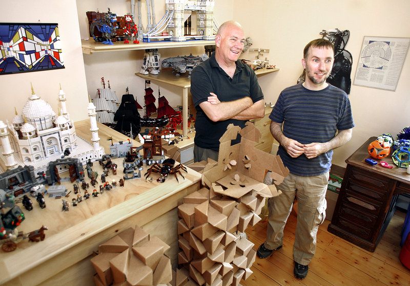EepyBird, in the persons of Stephen Voltz, left, and Fritz Grobe, sees viral campaigns as key to the future of advertising. Here they are among some of Grobe’s 200 Lego sets.