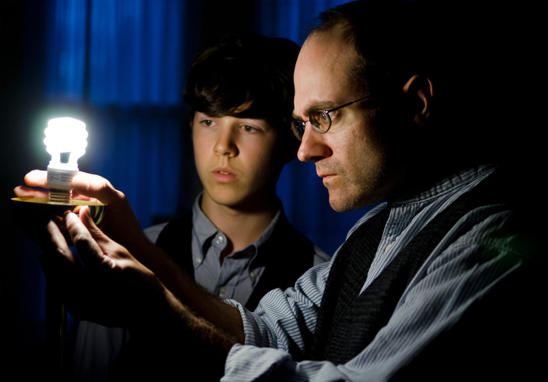 Dylan Chestnutt, left, and Christopher Holt in the Portland Theater Collaborative’s “Dr. Faustus Lights the Lights,” which goes on at noon Saturday at Geno’s Rock Club in Portland.