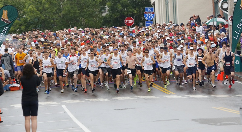 And off they go, a record field of more than 1,600 runners answering the call to start the 35th annual L.L. Bean 10K road race Wednesday. Erica Jesseman, recovering from Achilles tendinitis, won the women’s division and Jonny Wilson, with a fast start, was the men’s champion.