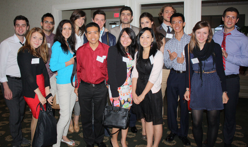 Among the more than 100 Summer in Maine interns at the dinner were these students who are spending the summer at CIEE in Portland.