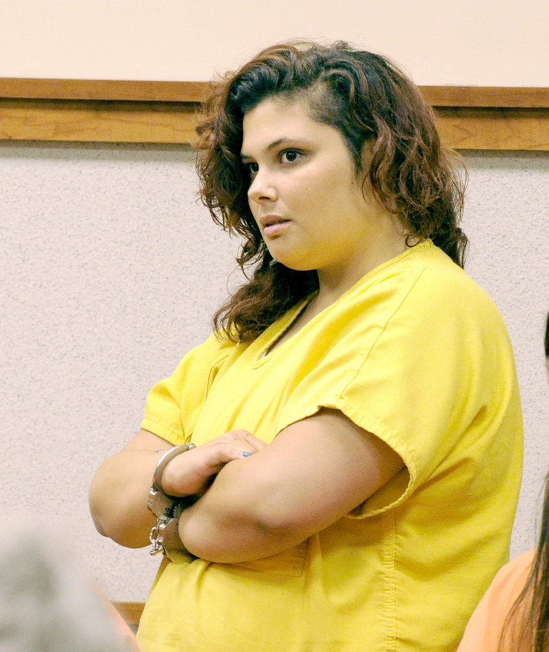 Jamilee Kus of Waterville appears in Cumberland County Unified Criminal Court on Monday in connection with a South Portland bank robbery.