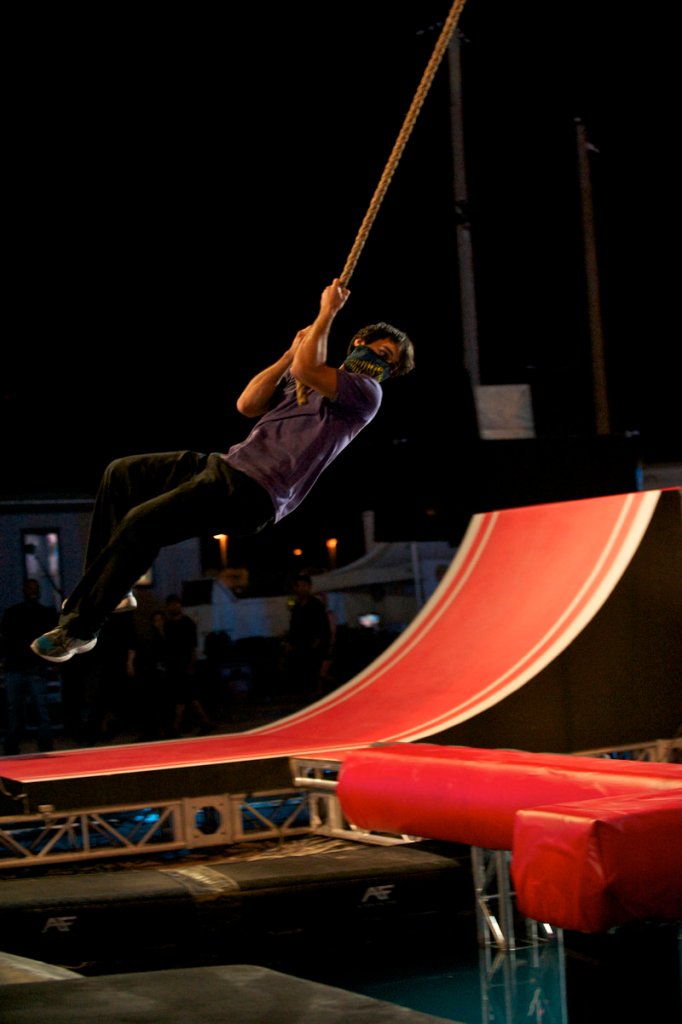 Jesse Villarreal competing in “American Ninja Warrior” earlier this summer.