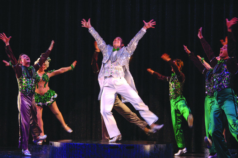 Tyler Hanes as Billy Lawlor sings “We’re in the Money” in Maine State Music Theatre’s “42nd Street.”