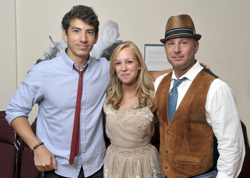 Company members Alex Shaw and Rachael Yoder with Company Manager and Stage Manager Michael Herman.