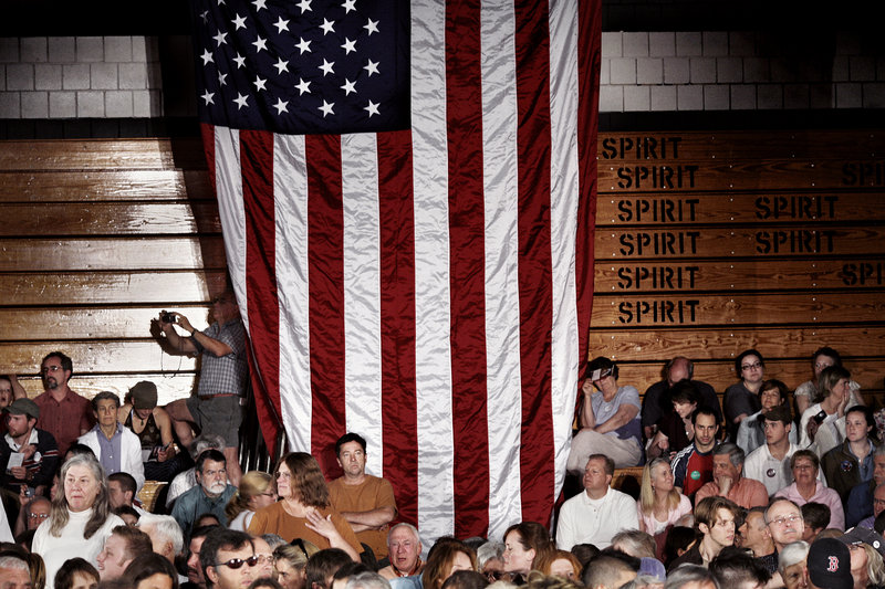 New Hampshire residents wait for the appearance of then-Sen. Barack Obama in the early stages of the 2008 presidential campaign in Rye, N,H., May 2007.