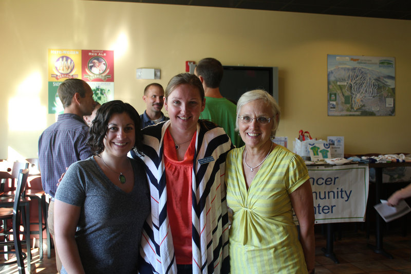 Elise Loschiavo, left, Sebago Brewing Company marketing manager; Jennifer Nelson, Cancer Community Center development director; and Barbara Nelson, a cancer survivor and Fight Back Festival runner.