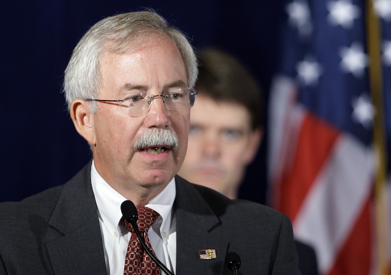 In this Aug. 13, 2009, file photo, acting ATF Director Kenneth Melson speaks during a news conference in San Antonio. The Justice Department's internal watchdog on Wednesday, Sept. 19, 20012, faulted the agency for misguided strategies, errors in judgment and management failures during a bungled gun-trafficking probe in Arizona that resulted in hundreds of weapons turning up at crime scenes in the U.S. and Mexico. One of those criticized in the report, Melson, who headed that office during the Fast and Furious investigation, retired upon release of the report.(AP Photo/Eric Gay, File)