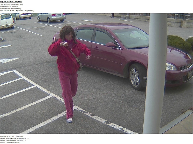 An video image of the suspect shortly before a robbery at Kennebunk Savings Bank in Berwick.