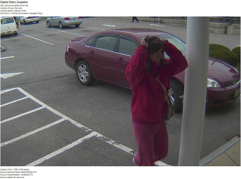 An video image of the suspect shortly before a robbery at Kennebunk Savings Bank in Berwick.