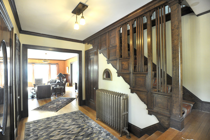 The front entry and staircase of the house. Many period features were still intact when the current owners purchased the home.