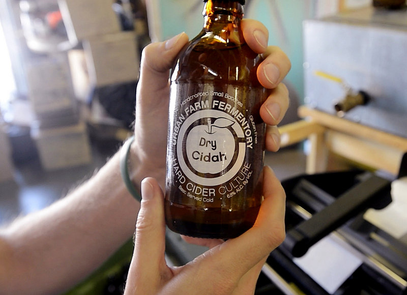 A bottle of Urban Farm's Dry Cidah.