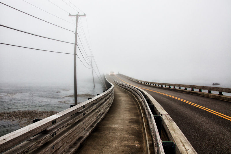 “Yellow Line,” a photograph by Rob Smith, from an exhibition by Maine Art Gallery artists continuing through Oct. 30 at Atlantic Motorcar in Wiscasset.