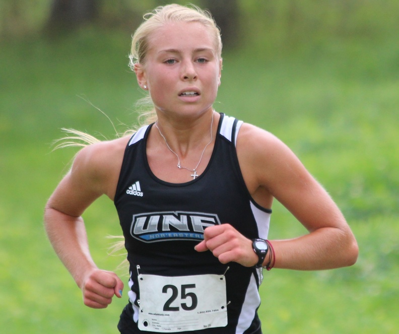 Michaela Moran is new to collegiate cross country running, but she’s off to a quick start for UNE, winning the UNE Invitational two weekends ago.
