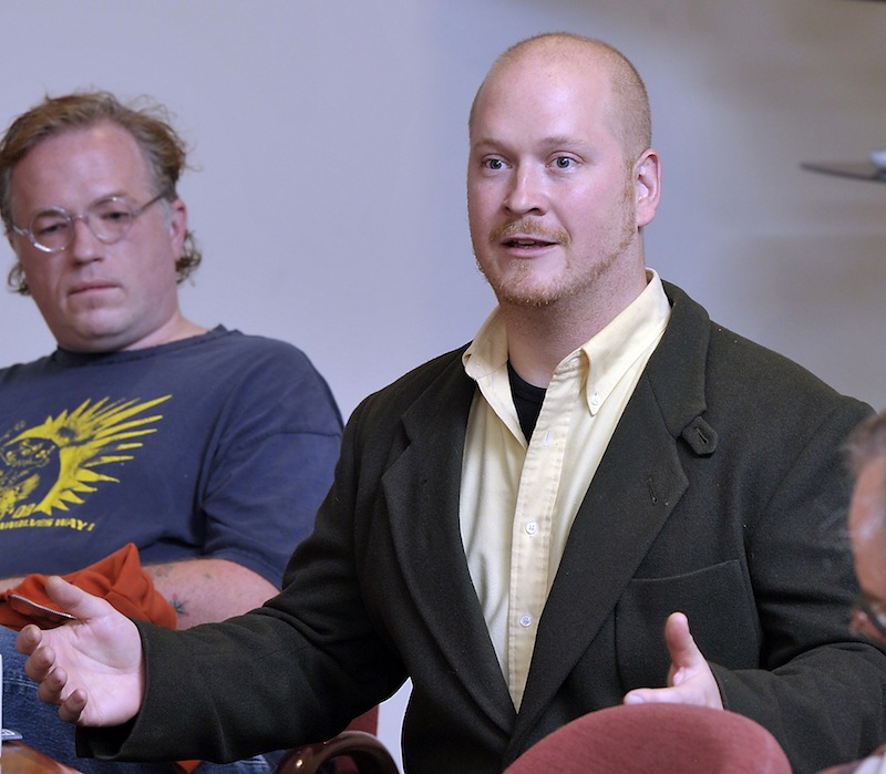 District 2 candidate David Marshall, right, answers a question as six candidates for Portland Council participate in an early morning debate, sponsored by the Portland Community Chamber at Portland Regional Chamber on Wednesday, October 17, 2012.