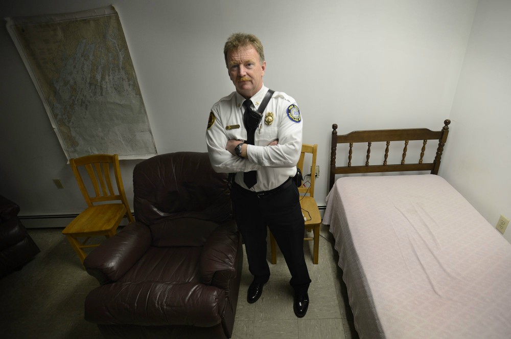 William Flynn, deputy chief with the Portland Fire Department, inside the crew quarters for the Portland Fire Department's fire boat crew Wednesday, October 31, 2012. Crews say there is poor ventilation and no windows.