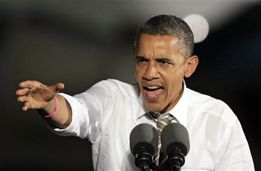 President Barack Obama speaks at a campaign event at Burke Lakefront Airport Thursday in Cleveland.