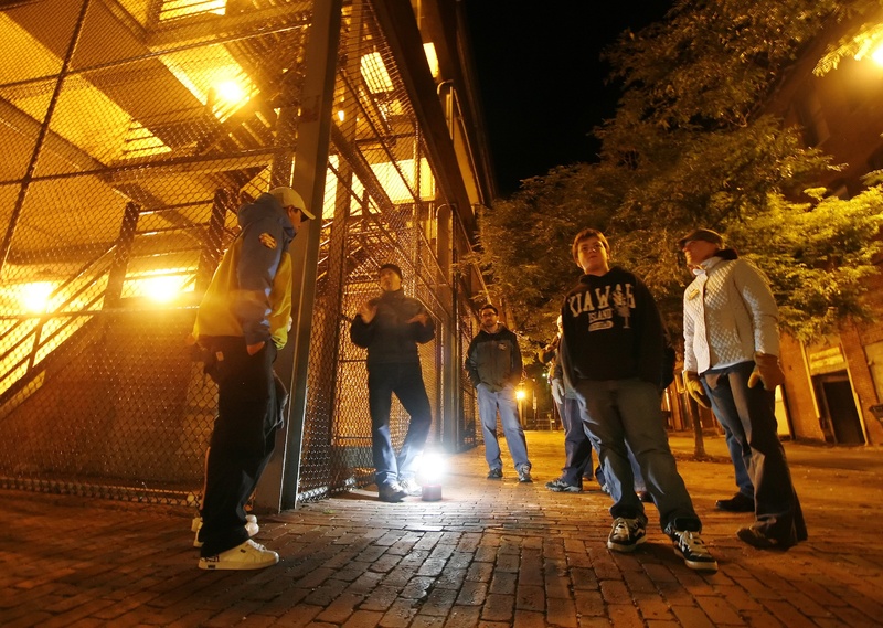 Participants gatherfor a Wicked Walking Tour in Portland’s Old Port.