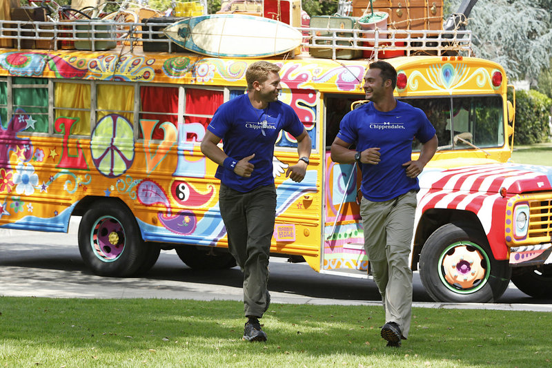 James Davis, right, with his teammate Jaymes Vaughan on the season opener of the reality show that sends teams racing around the world.