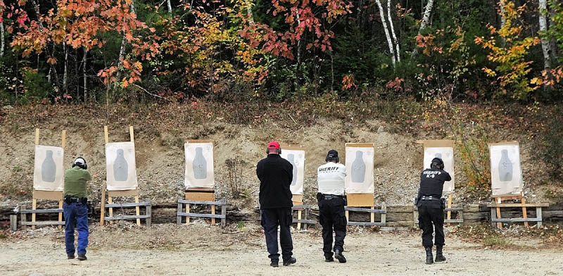 Kennebec County Sheriff's deputies do their semi-annual firearms training at the Gardiner Police firing range on Friday afternoon.