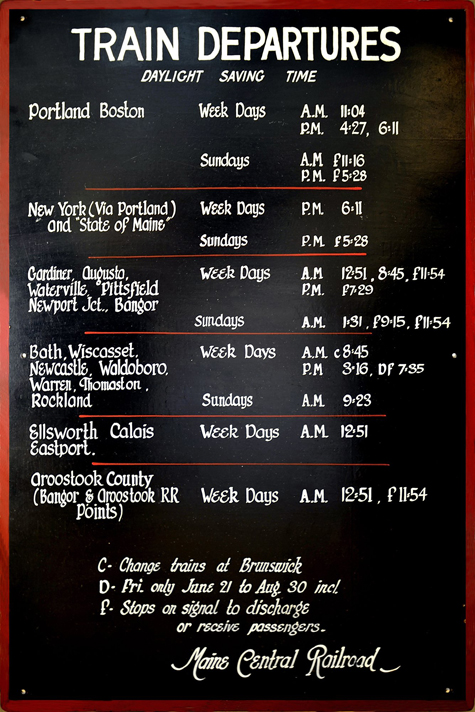 This is the schedule board from Freeport Station the day the station closed in 1960.