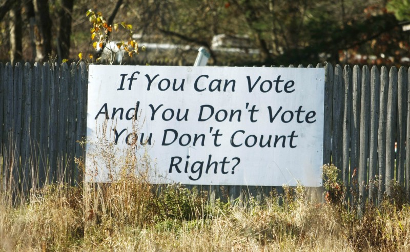 This sign is visible to motorists along Route 236 in Eliot Tuesday, November 6, 2012. Staff photo/Jill Brady