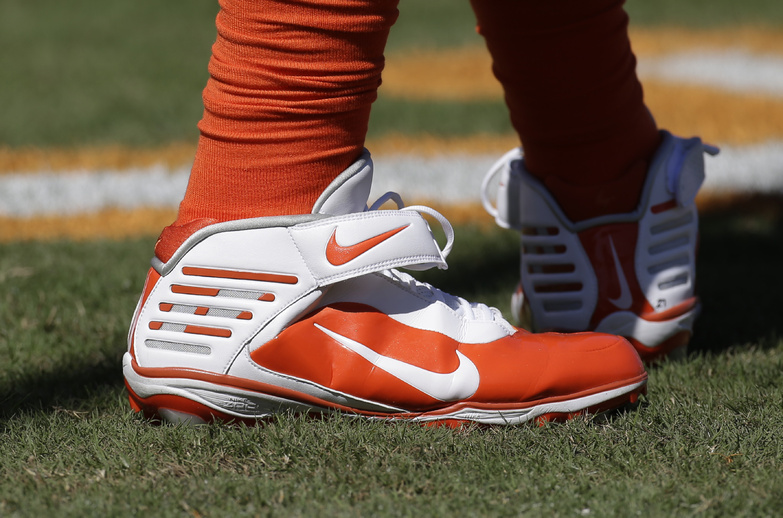 A Nike football shoe worn by a Tampa Bay Buccaneer. Nike has owned Scarborough-based Cole Haan since 1988.