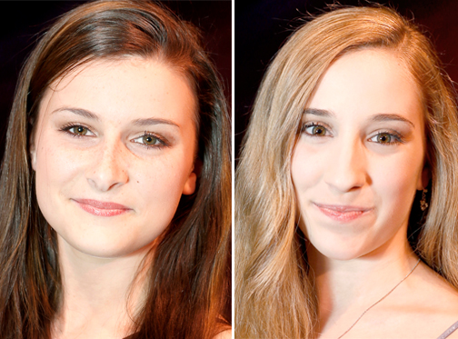 Shannon Dunbar, left, and Adrienne Pelletier, who share the role of Clara.